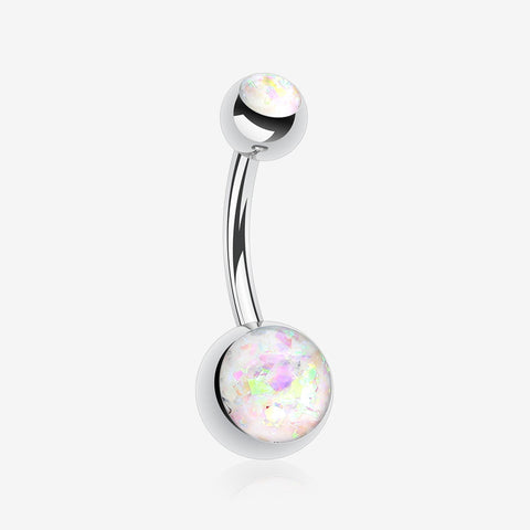 Opal Sparkle Shower Basic Belly Button Ring-White