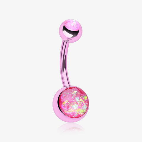 Colorline Opal Sparkle Shower Belly Button Ring-Pink