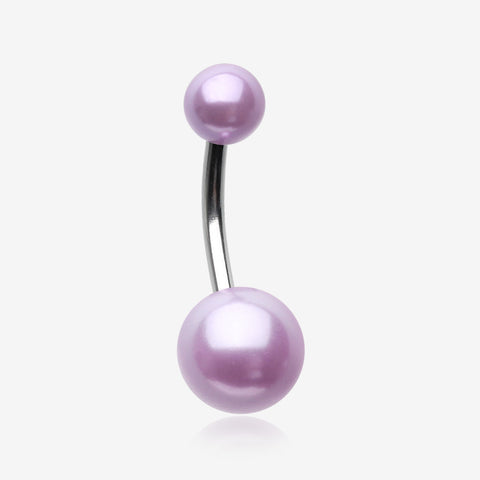 Pearlescent Luster Basic Belly Button Ring-Purple