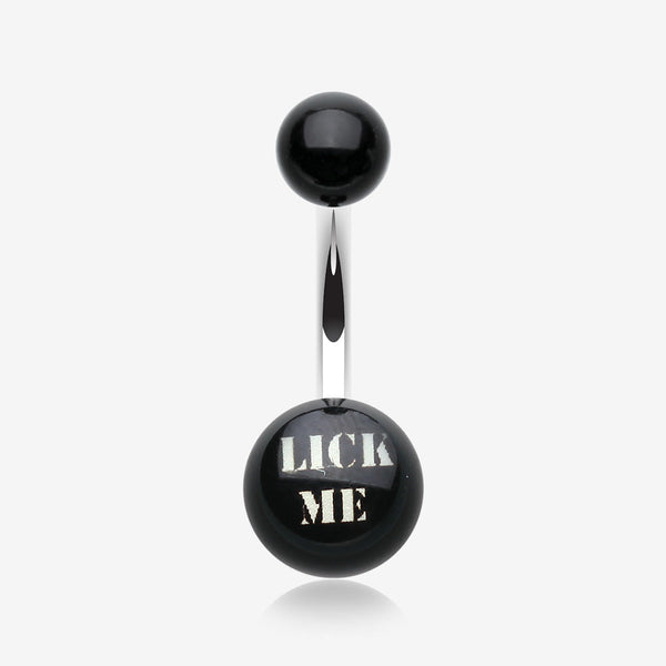LICK ME' Acrylic Logo Belly Button Ring-Black