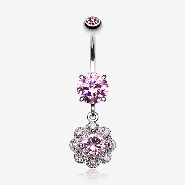 Dazzling Flower Belly Ring-Pink