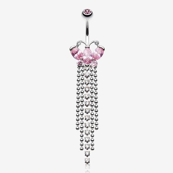 Butterfly Dazzle Showers Belly Button Ring-Pink