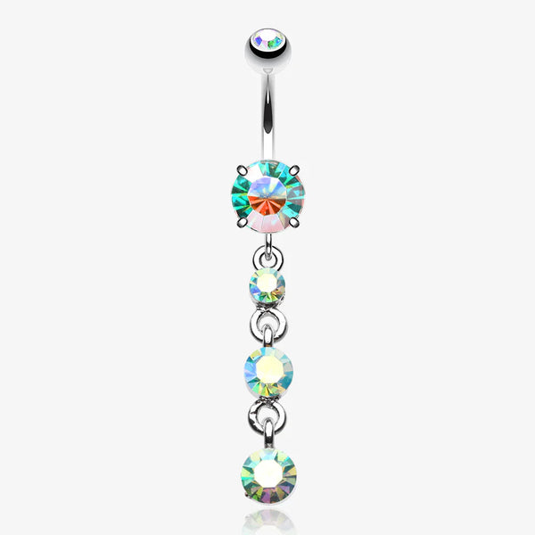Gems Galore Belly Button Ring-Aqua/Aurora Borealis