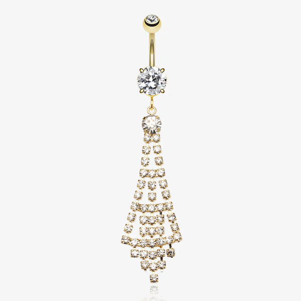 Golden Chandelier Sparkle Belly Ring-Clear Gem