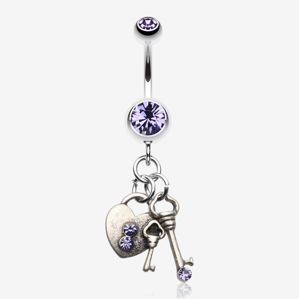 Love Lock Down Belly Button Ring-Tanzanite