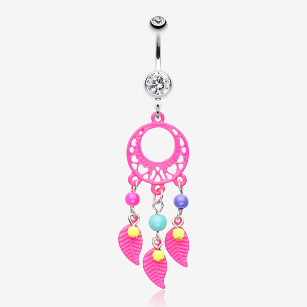 Enchanted Loop Dream Catcher Belly Ring-Pink