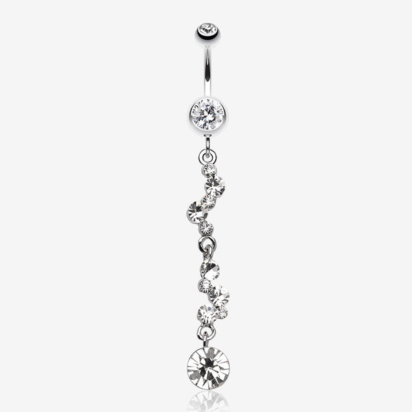 Crystal Journey Swirl Belly Ring-Clear Gem