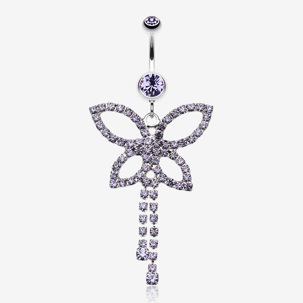 Classic Butterfly Sparkle Belly Ring-Tanzanite