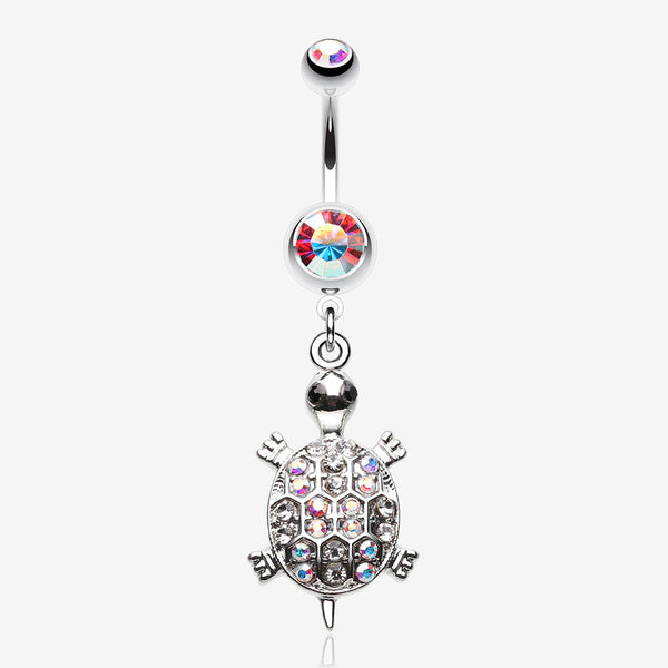 Turtle Dazzle Belly Button Ring-Aurora Borealis