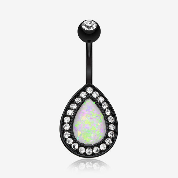 Colorline Opal Avice Belly Button Ring-Black/Clear