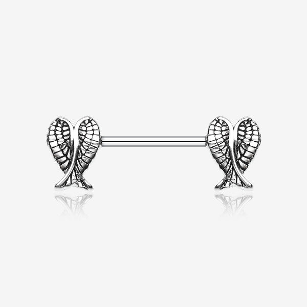 A Pair of Fallen Angel Wing Nipple Barbell Ring-Steel