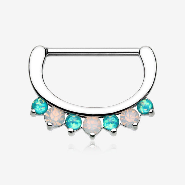 Opal Sparkle Deuce Nipple Clicker-Teal/White