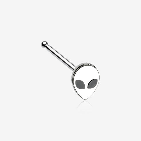 Retro Alien Head Nose Stud Ring-Steel