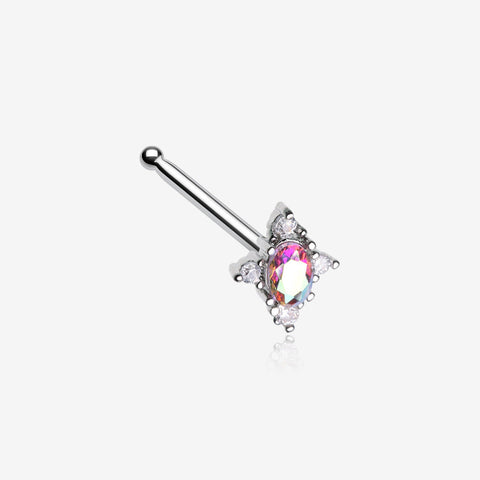 Vintage Elegance Aurora Sparkle Nose Stud Ring-Clear Gem/Aurora Borealis