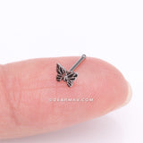 Detail View 2 of Elegant Goth Butterfly Nose Stud Ring