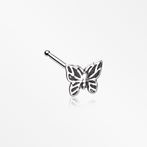 Elegant Goth Butterfly Nose Stud Ring