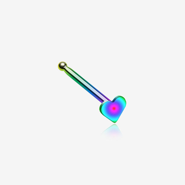 Colorline Steel Heart Nose Stud Ring-Rainbow