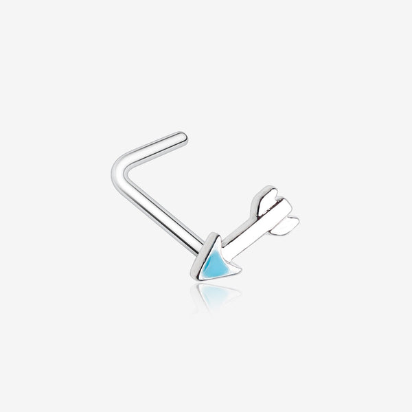 Classic Dainty Arrow L-Shaped Nose Ring-Teal