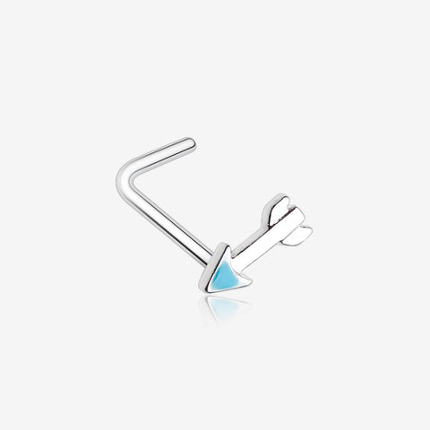 Classic Dainty Arrow L-Shaped Nose Ring-Teal