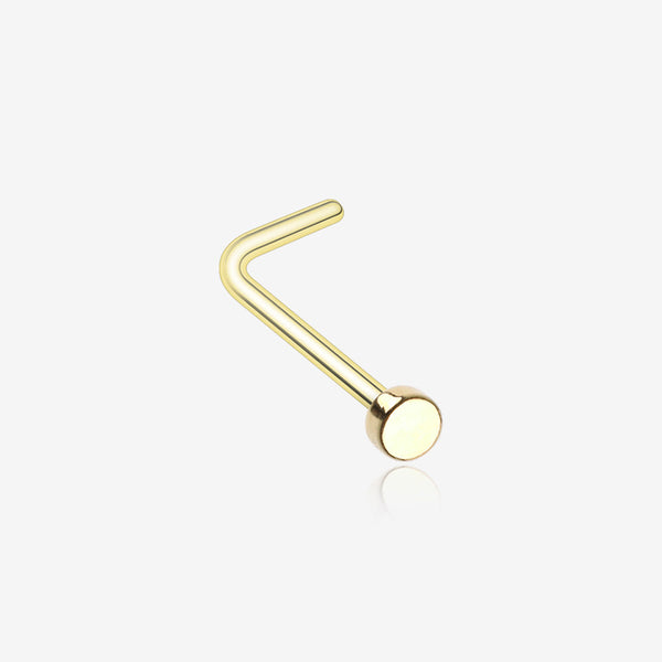 Golden Round Plate Basic Steel L-Shaped Nose Ring