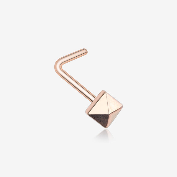 Rose Gold Geo Pyramid L-Shaped Nose Ring