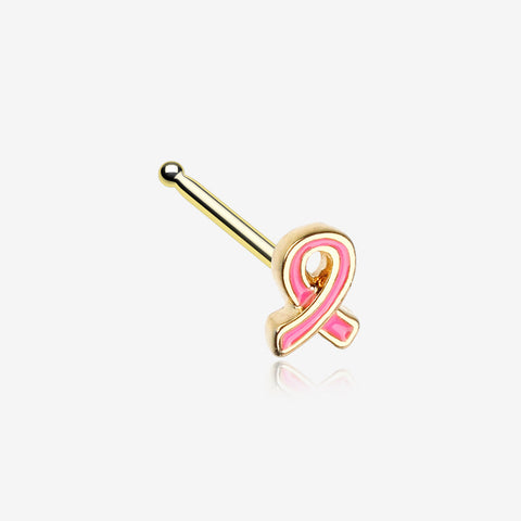 Golden Breast Cancer Awareness Nose Stud Ring
