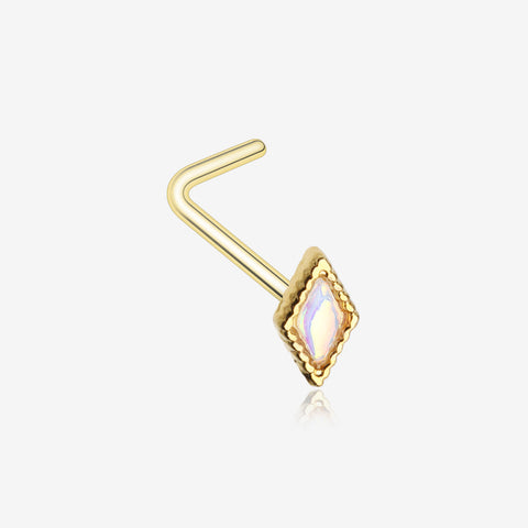 Golden Iridescent Revo Diamond Sparkle L-Shaped Nose Ring