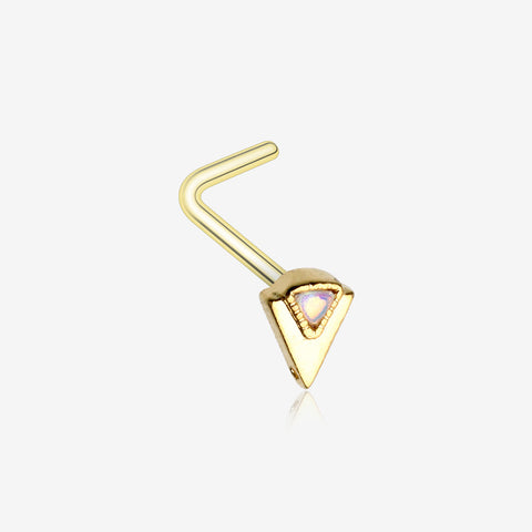 Golden Iridescent Sparkle Geometric Triangle L-Shaped Nose Ring