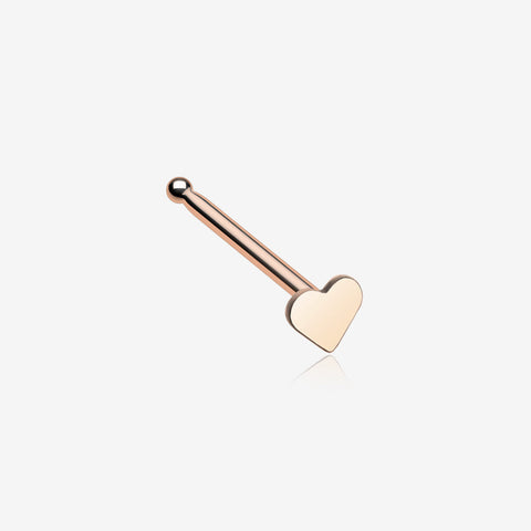 Rose Gold Heart Nose Stud Ring-Rose Gold