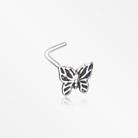 Elegant Goth Butterfly L-Shaped Nose Ring