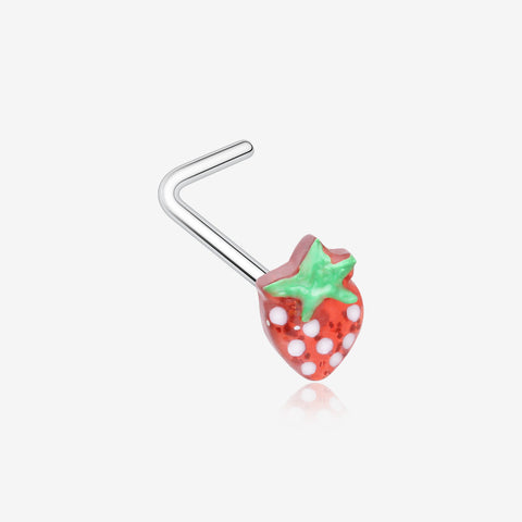 Very Berry Red Strawberry L-Shaped Nose Ring