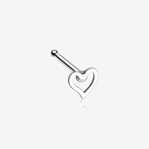 Dainty Heart Icon Nose Stud Ring-Steel