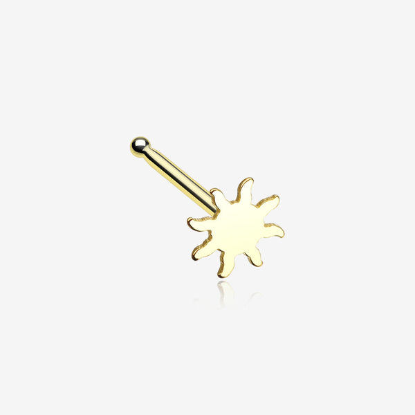 Golden Dainty Blazing Sun Icon Nose Stud Ring-Gold
