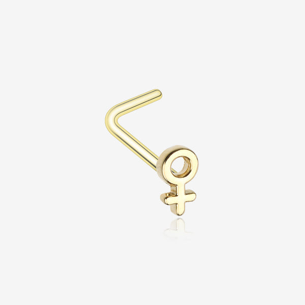 Golden Classic Female Symbol L-Shaped Nose Ring-Gold