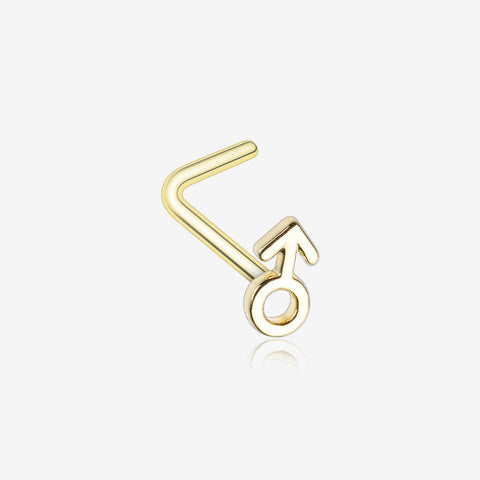 Golden Classic Male Symbol L-Shaped Nose Ring-Gold