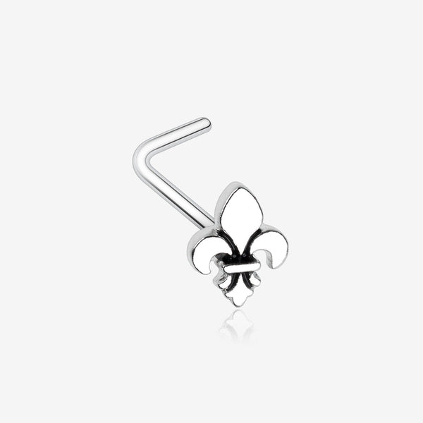 Classic Fleur De Lis L-Shaped Nose Ring-Steel