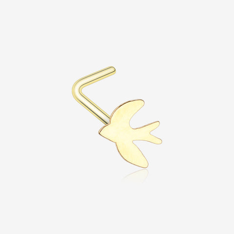 Golden Soaring Swallow L-Shaped Nose Ring-Gold