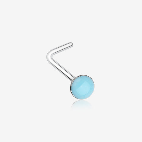 Glow in the Dark Circle L-Shaped Nose Ring-Blue