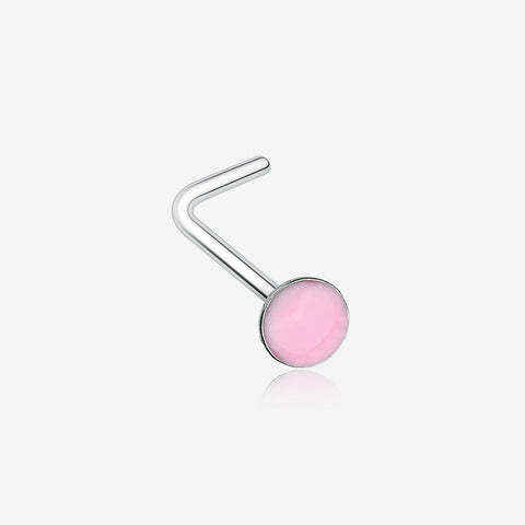 Glow in the Dark Circle L-Shaped Nose Ring-Pink