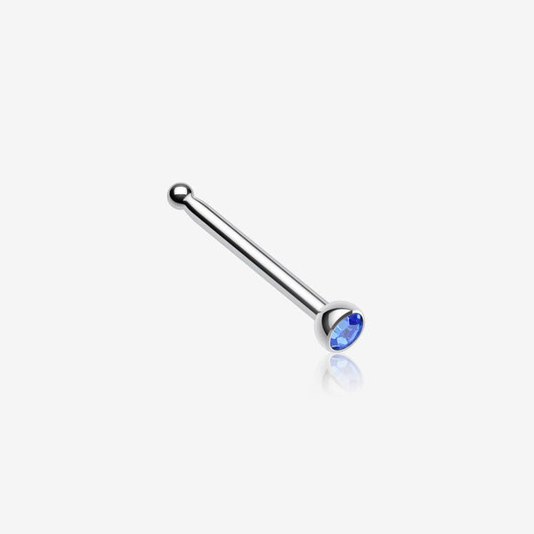 Press Fit Gem Top Steel Nose Stud Ring-Blue