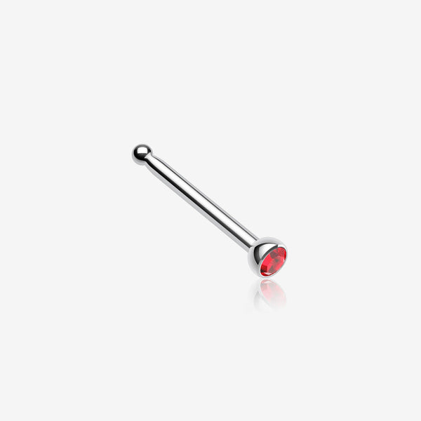 Press Fit Gem Top Steel Nose Stud Ring-Red