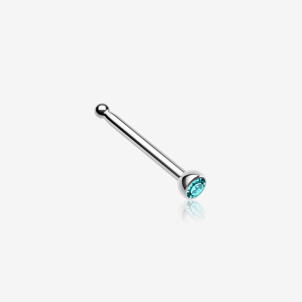 Press Fit Gem Top Steel Nose Stud Ring-Teal