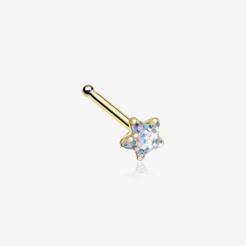 Golden Star Glitter Sparkle Nose Stud Ring-Aurora Borealis