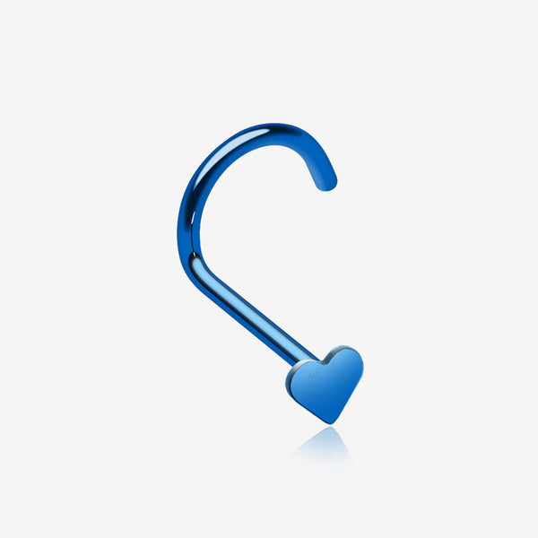 Colorline Heart Nose Screw Ring-Blue