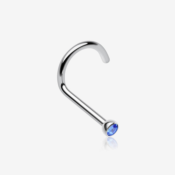 Press Fit Gem Top Steel Nose Screw Ring-Blue