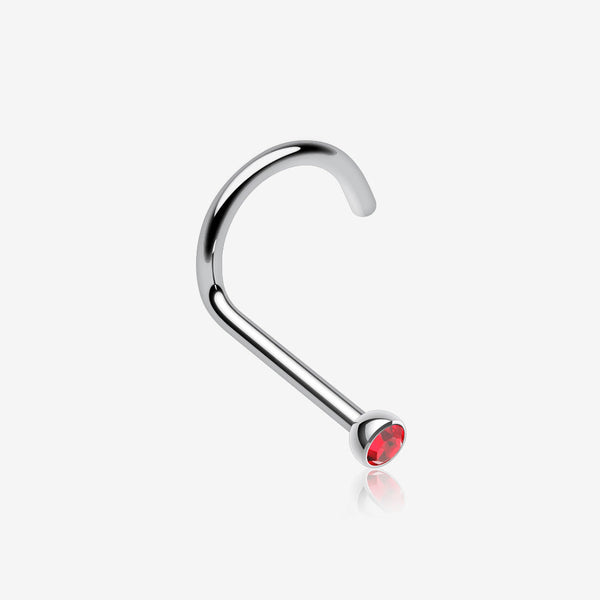 Press Fit Gem Top Steel Nose Screw Ring-Red