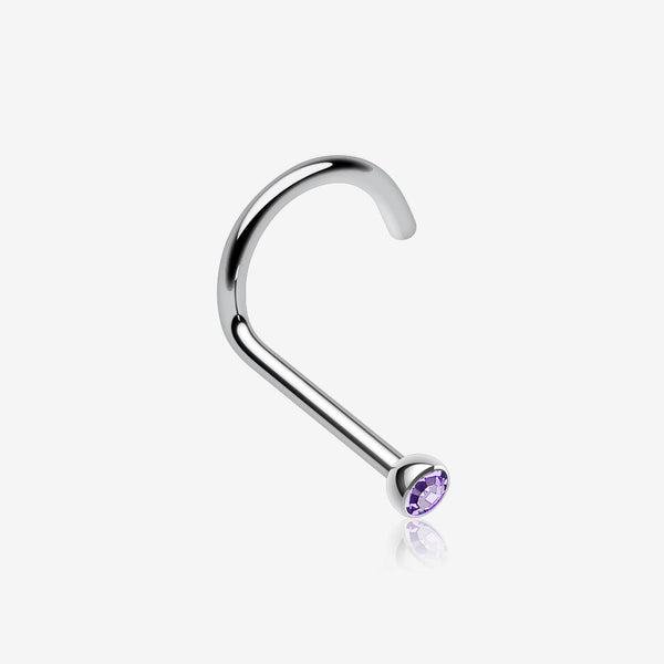 Press Fit Gem Top Steel Nose Screw Ring-Tanzanite