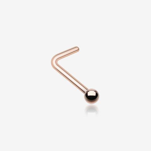 Rose Gold Ball Basic L-Shaped Nose Ring-Rose Gold