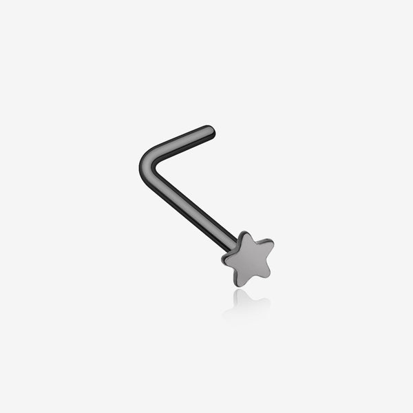 Colorline Steel Star L-Shaped Nose Ring-Black