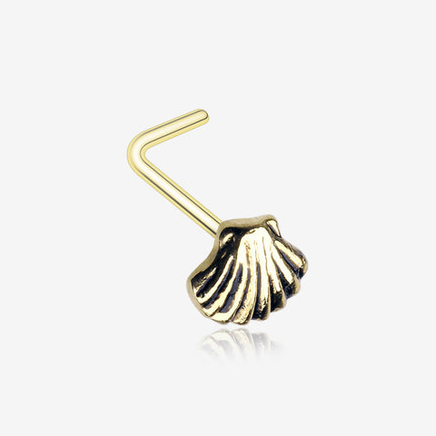 Golden Ariel's Shell Icon L-Shaped Nose Ring-Gold